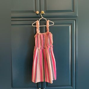 Hayden girls stripe dress, size medium, teal white and pink